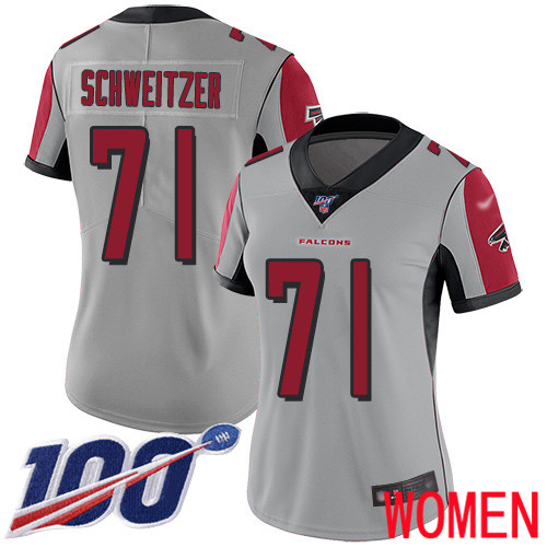 Atlanta Falcons Limited Silver Women Wes Schweitzer Jersey NFL Football #71 100th Season Inverted Legend